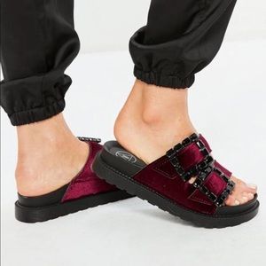 Burgundy Double Buckle Slides